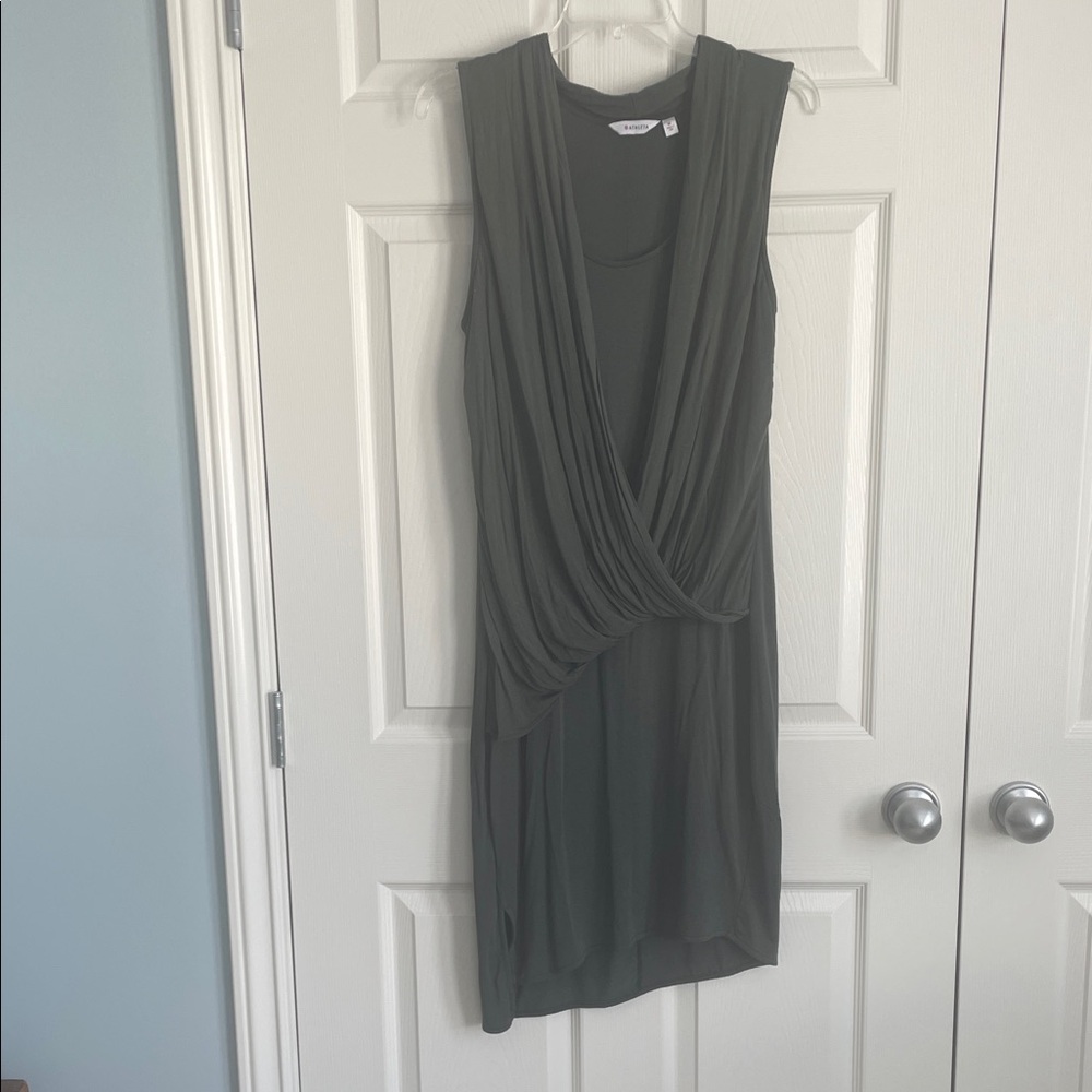 Athleta Asymmetrical Draped Dress - Dark Green M